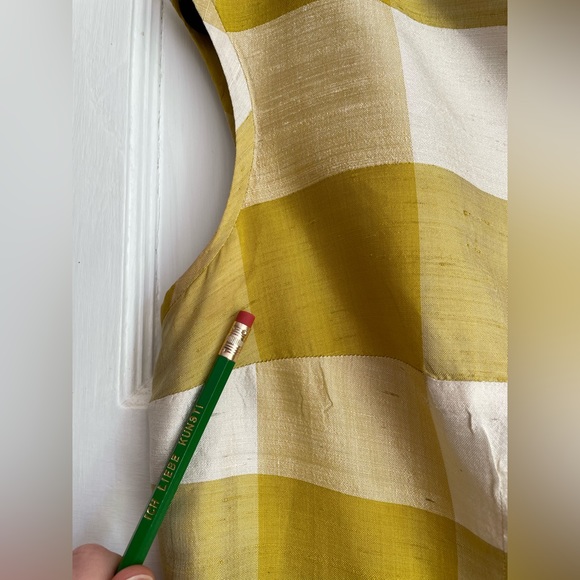 Vintage Star of Siam yellow gold gingham silk dress - Picture 6 of 10